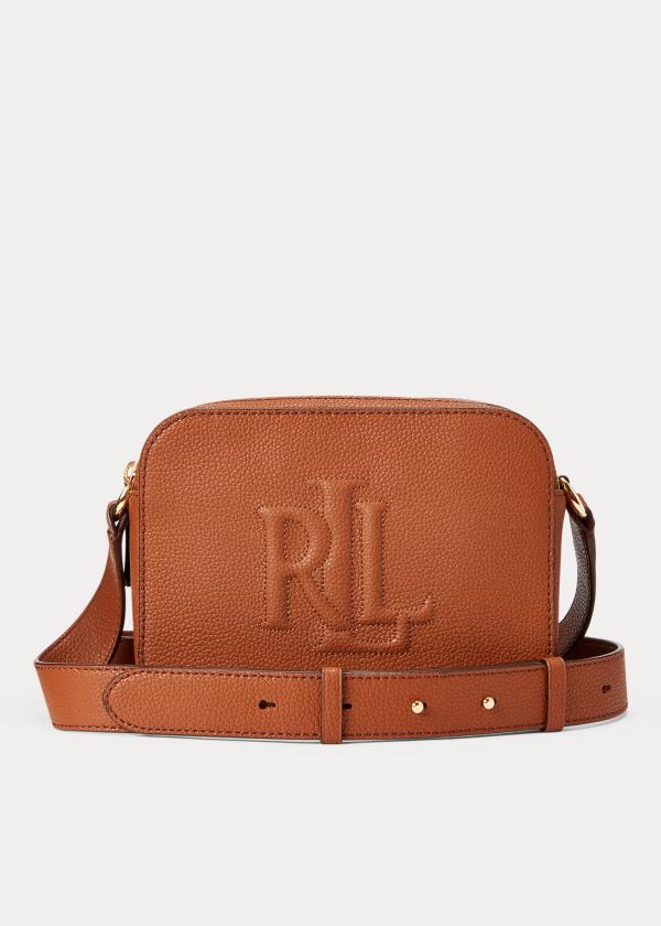 Bolsa Cruzadas Ralph Lauren Mujer Marrom - Leather Hayes - ZRWHL2589